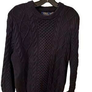 Polo Ralph Lauren Women’s Iconic Fisherman’s Sweater Navy Sz XS EUC